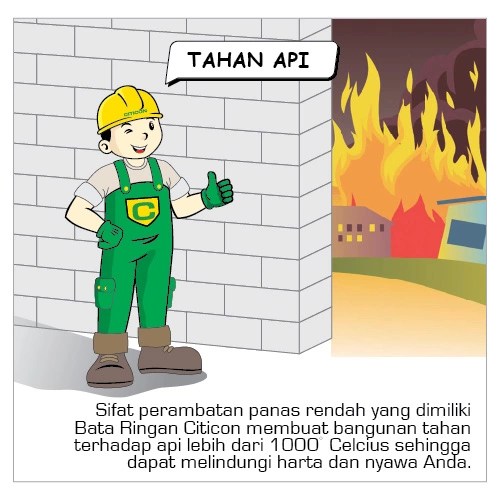 Bata Ringan Citicon dengan karakteristik ketahanan terhadap api